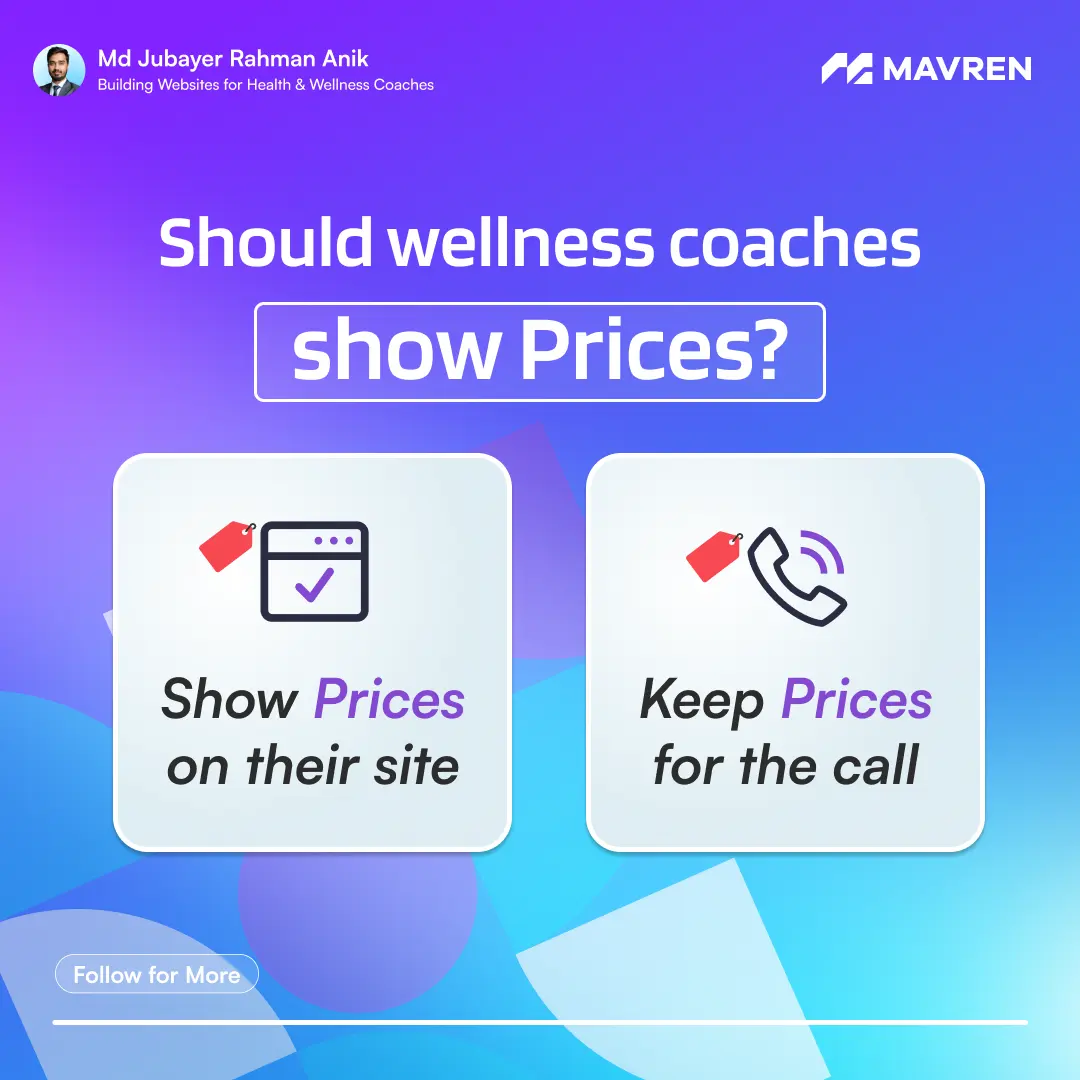 Anik post: should wellness coaches show prices?