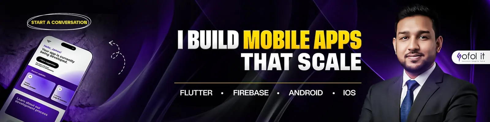 Md Asifuzzaman Reyad's LinkedIn banner: I build mobile apps that scale