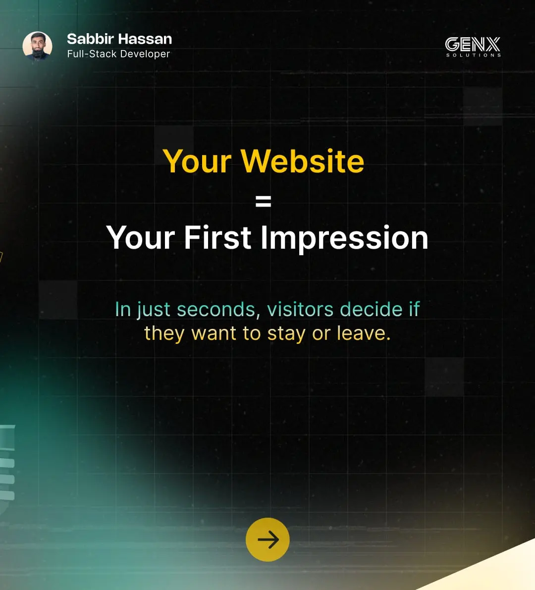 GenXSolution carousel, slide 2: Your website is your first impression