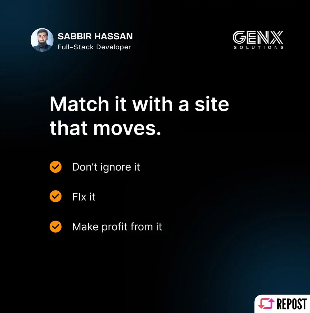 GenXSolution carousel, slide 7: Match it with a site that moves