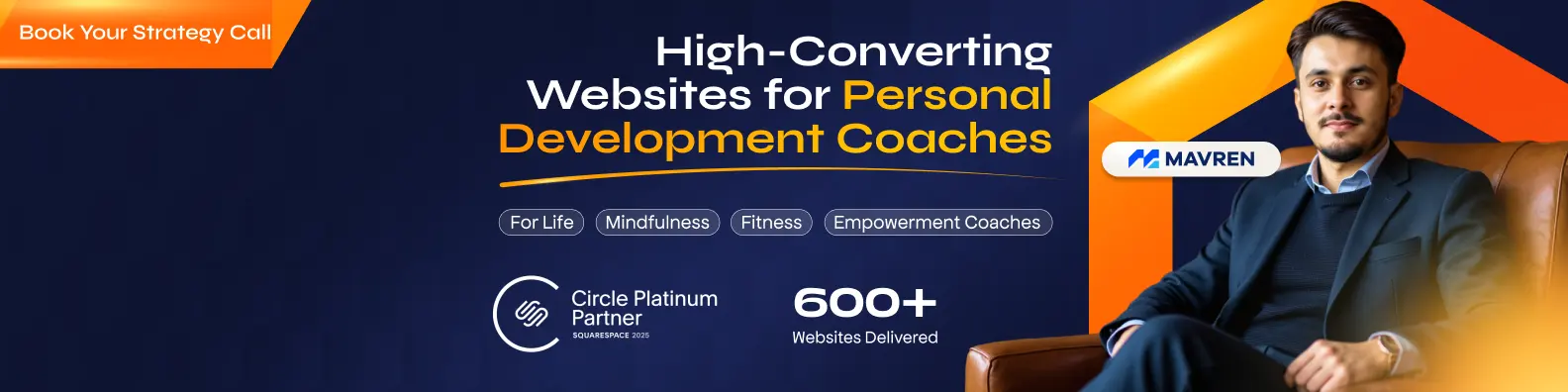 Saiman Sakib's LinkedIn banner: high-converting websites for personal development coaches