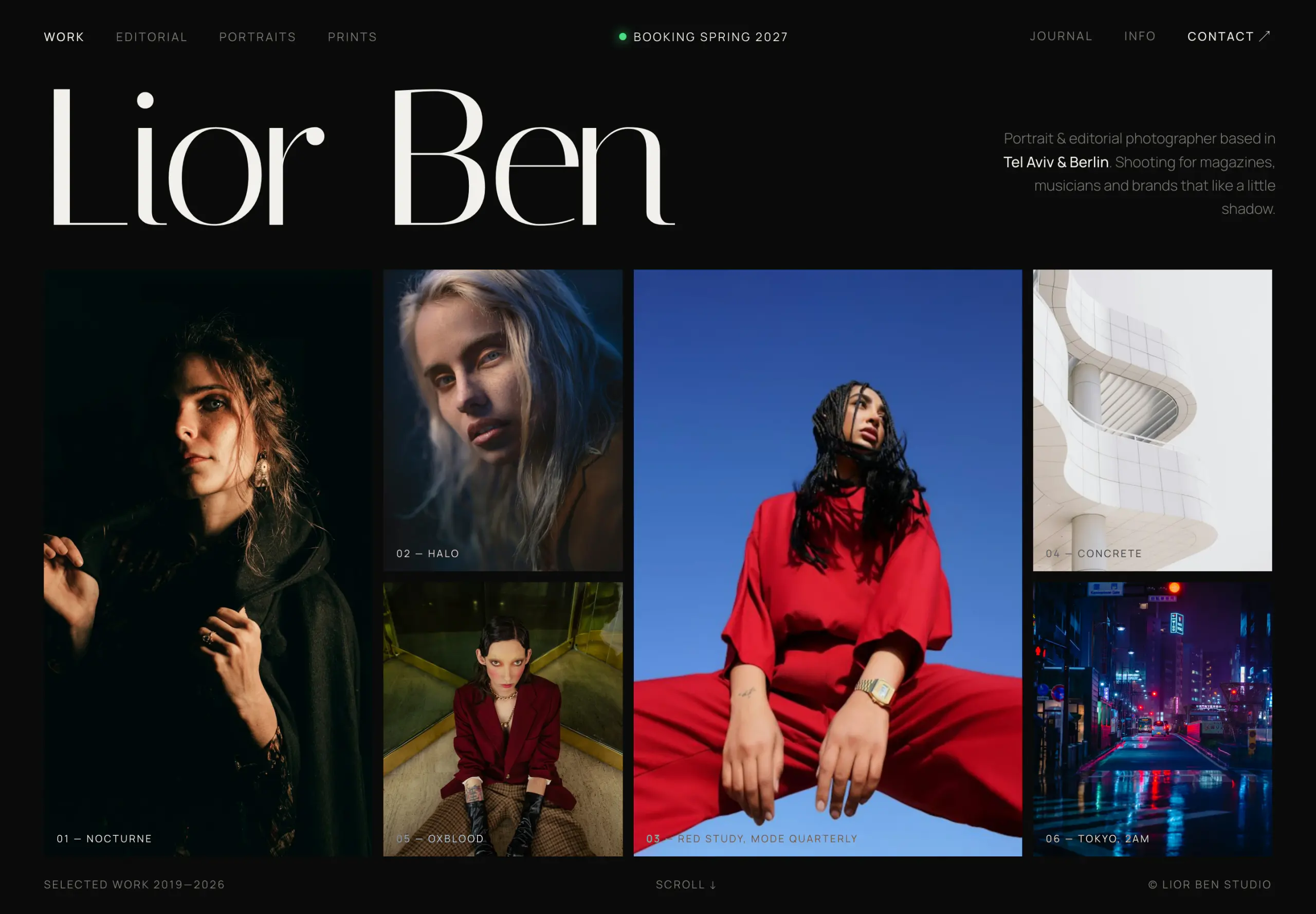 Lior Ben landing page concept, full page