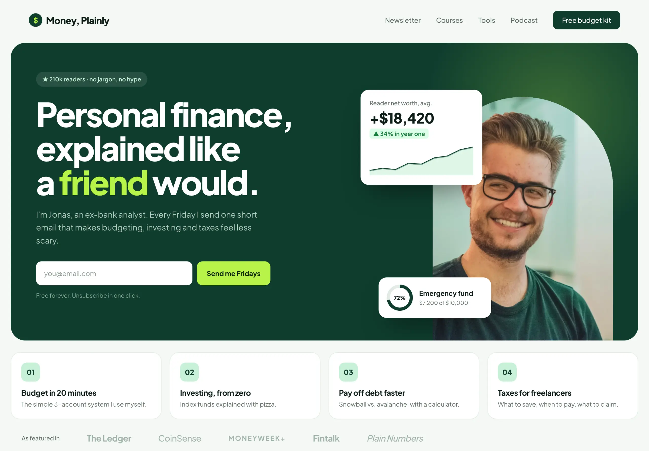 Money, Plainly landing page concept, full page