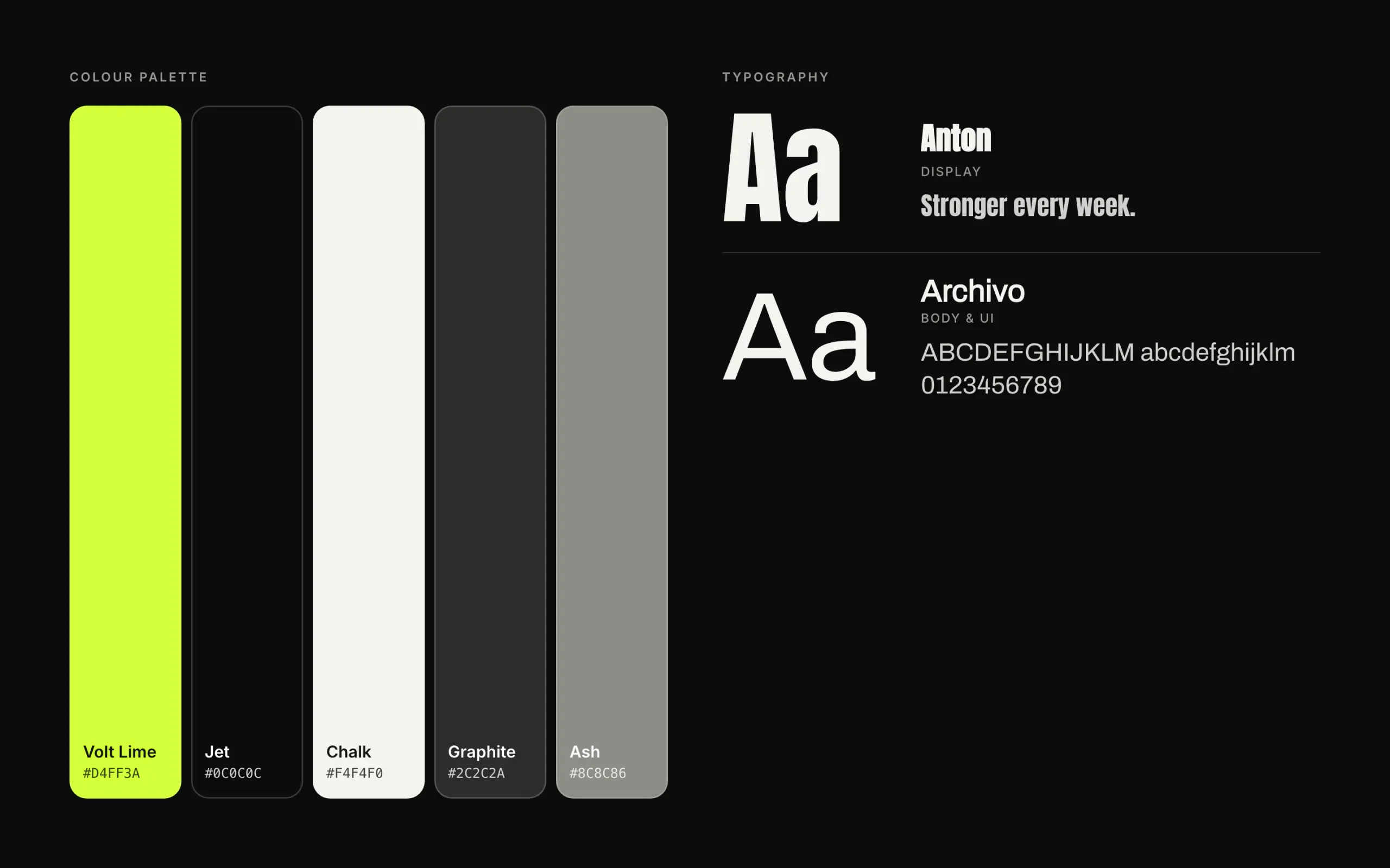 Move / Jade: colour palette and typography