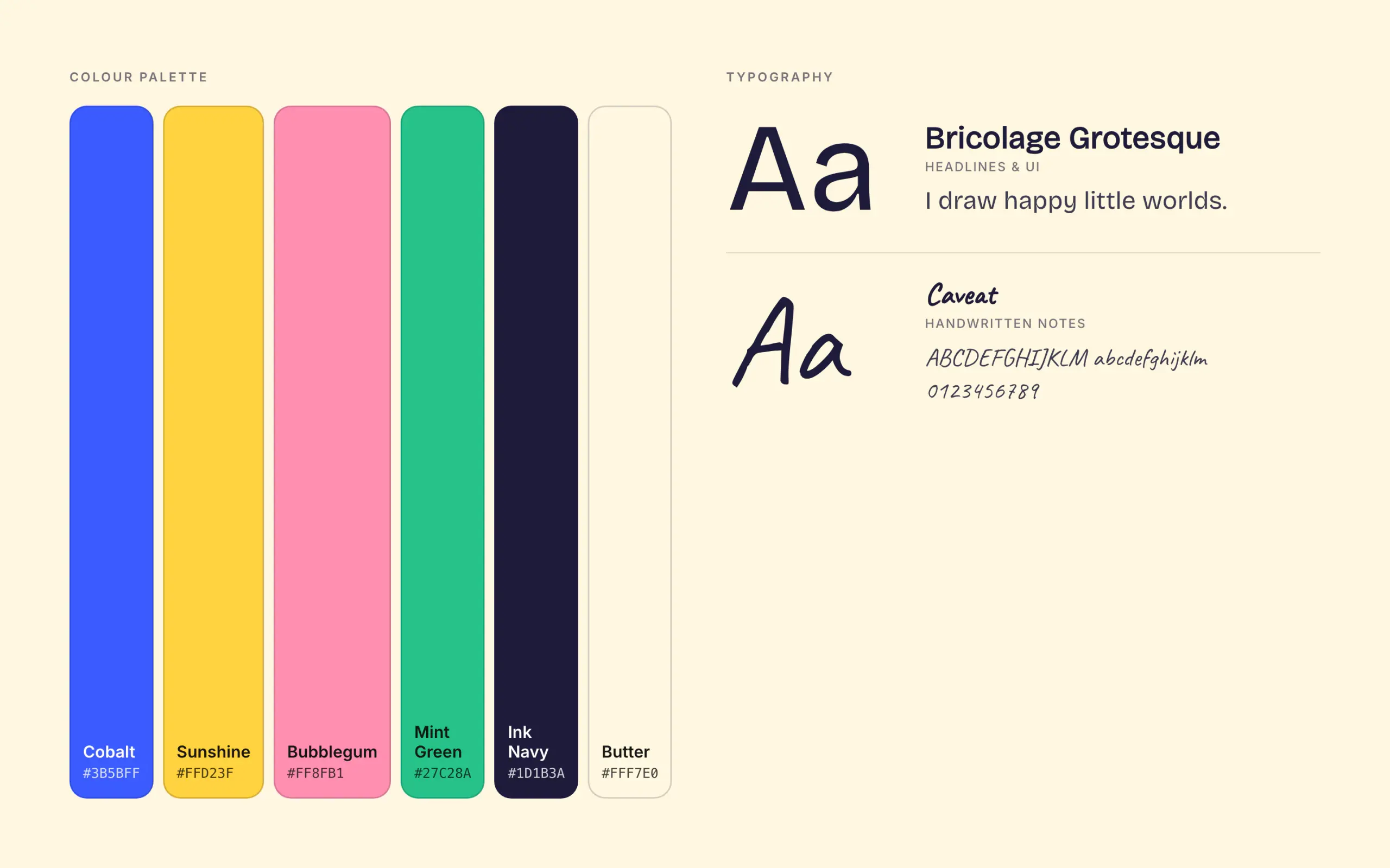 Poppy Lin: colour palette and typography