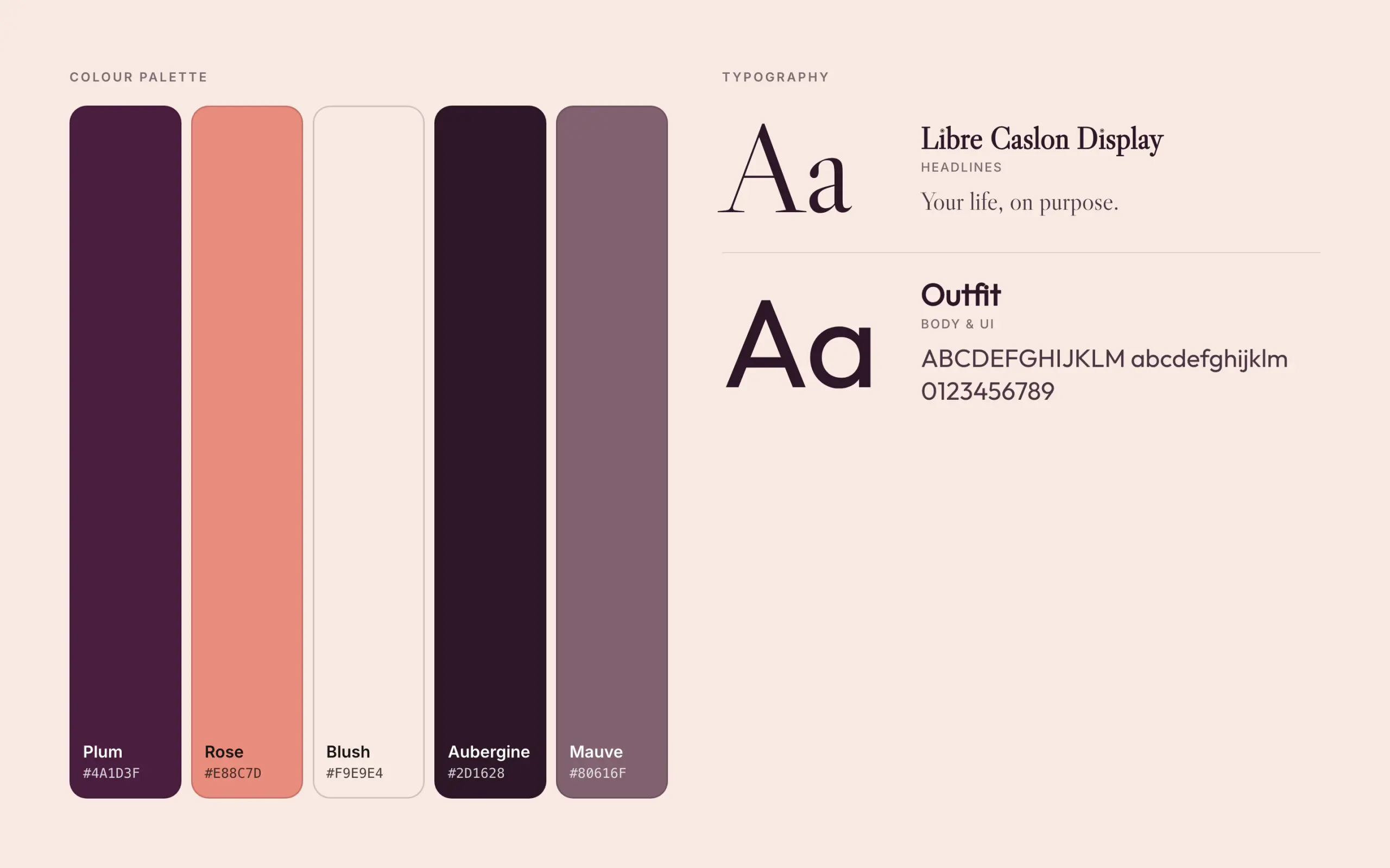 Sade Okafor: colour palette and typography