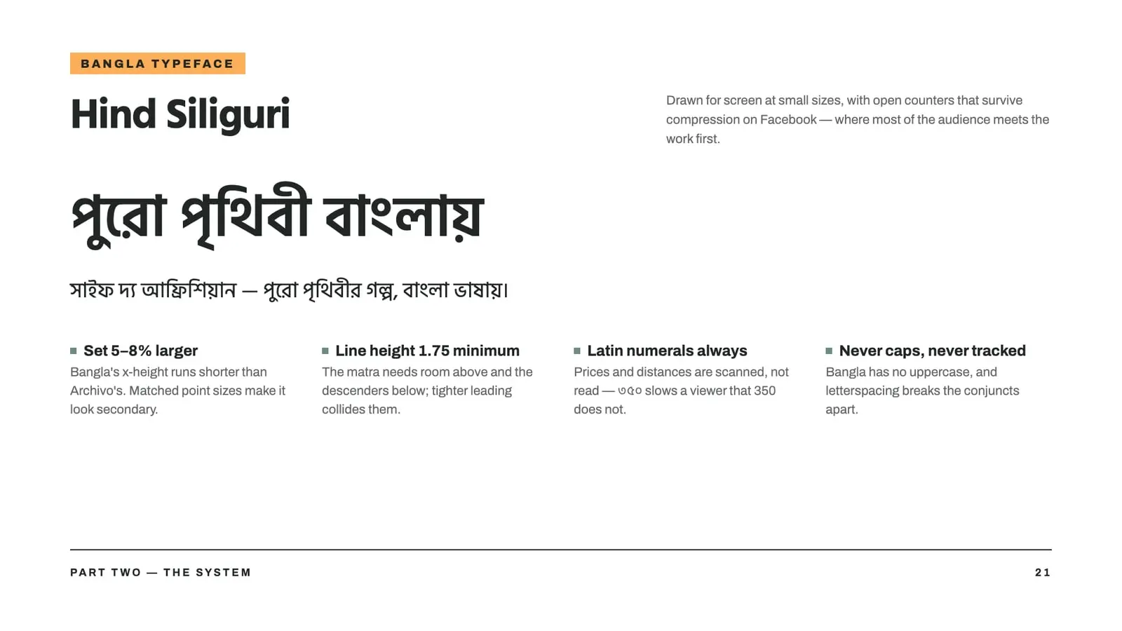 Brand guideline page 21: Bangla typeface