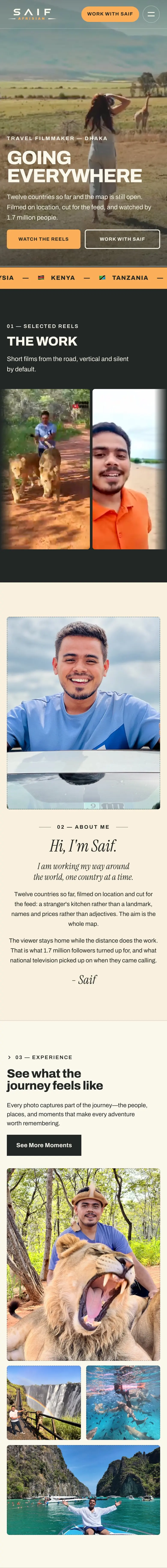 The Saif Afrisian website home page on a phone