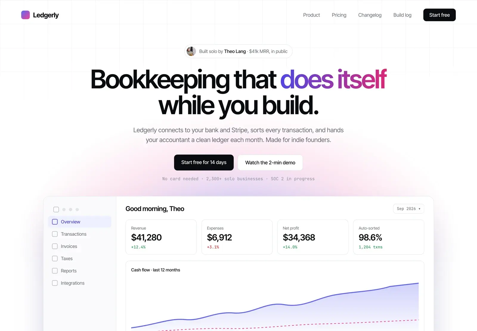 Ledgerly landing page concept