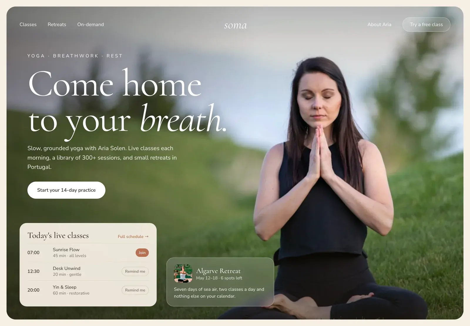 Soma landing page concept