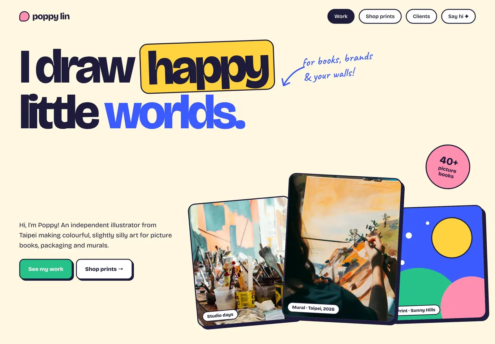 Poppy Lin landing page concept
