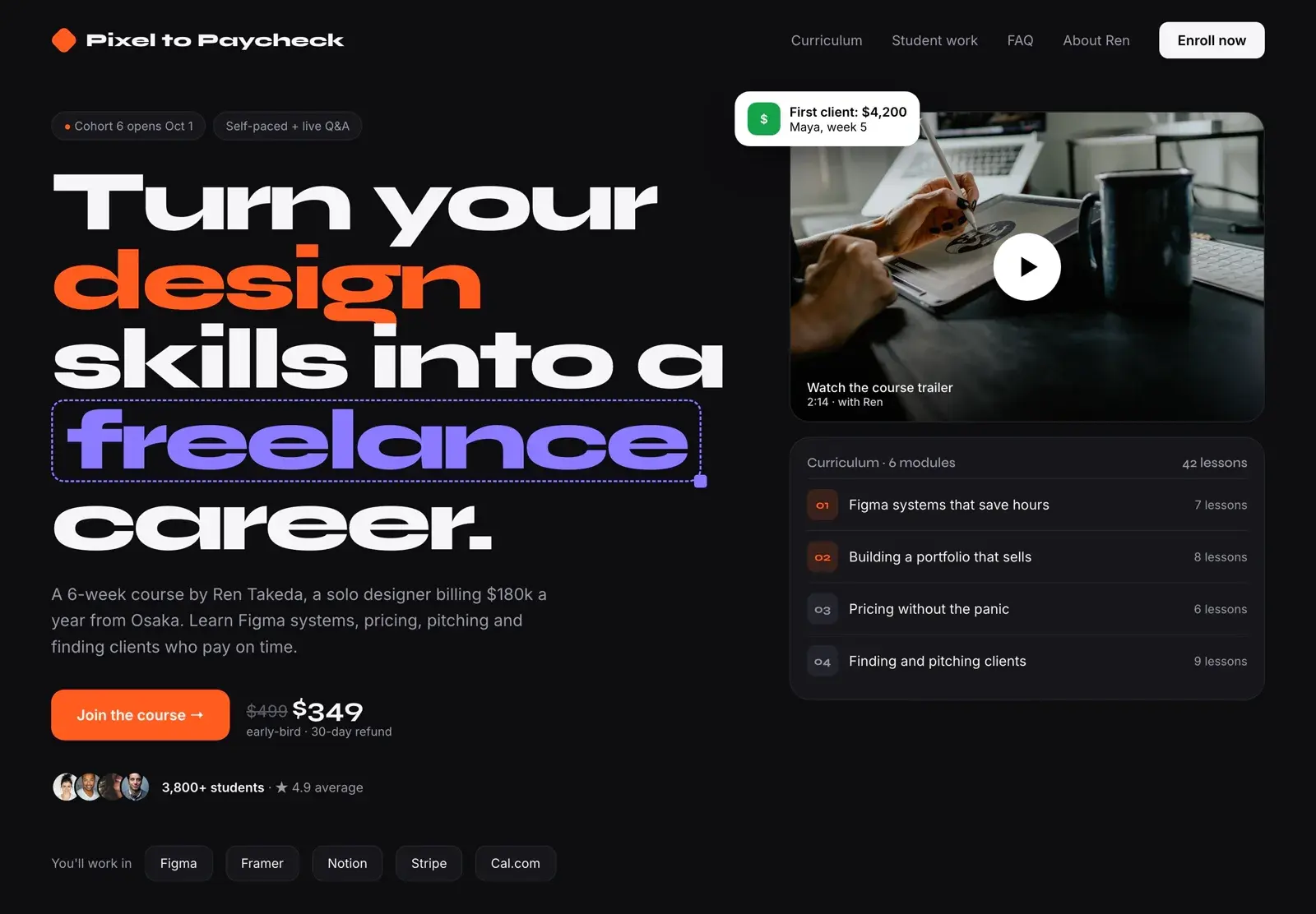 Pixel to Paycheck landing page concept