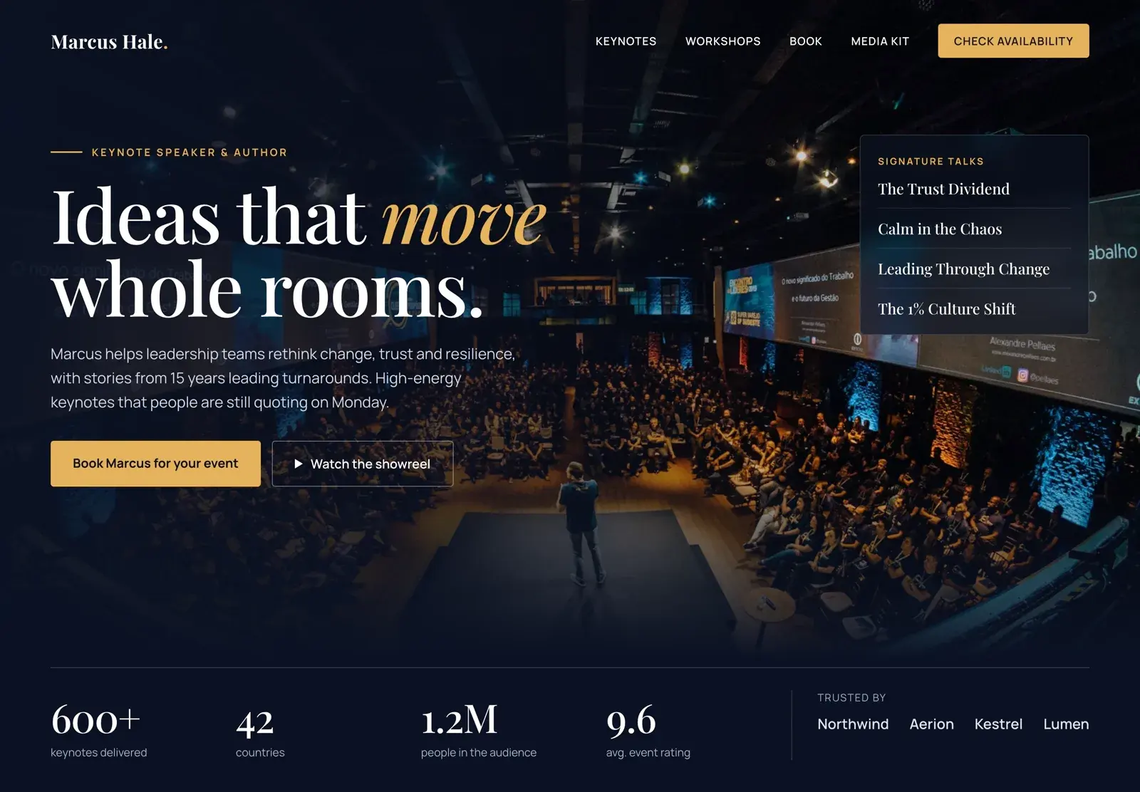 Marcus Hale landing page concept