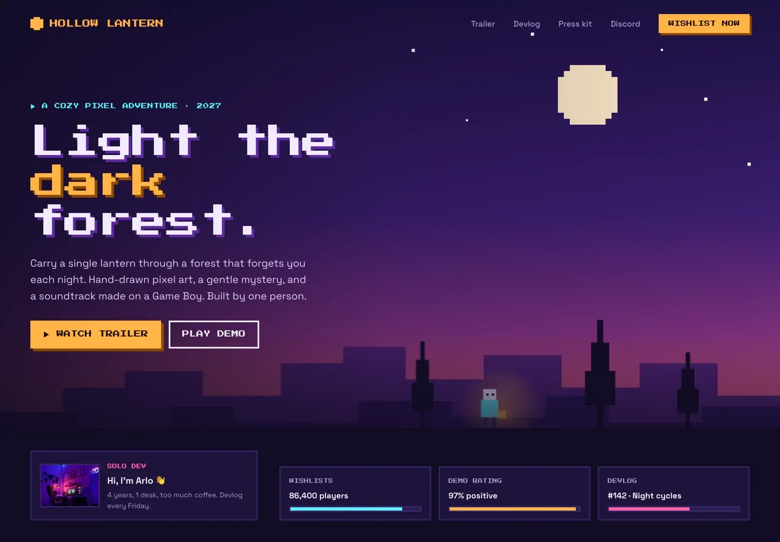 Hollow Lantern landing page concept