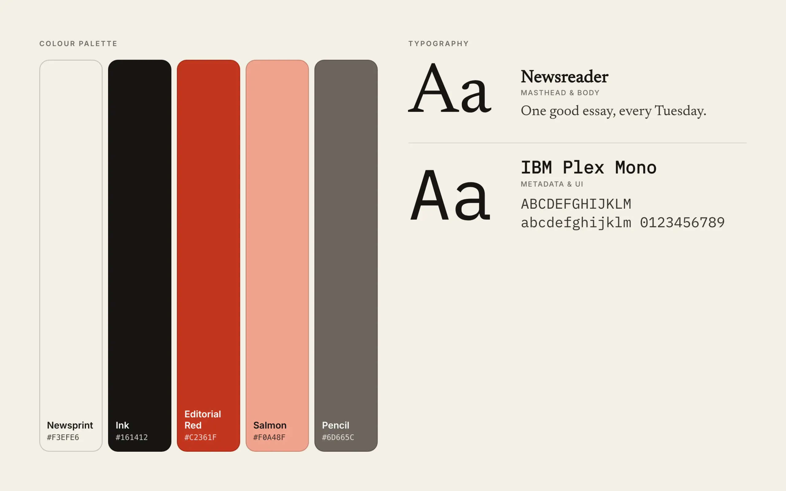 The Margin: colour palette and typography