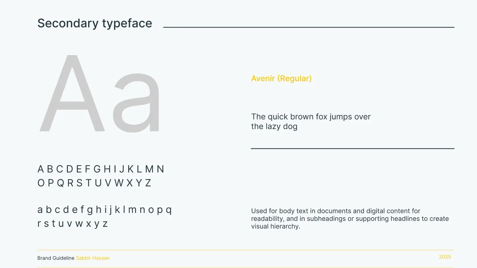 GenXSolution brand guideline, page 9: Secondary typeface