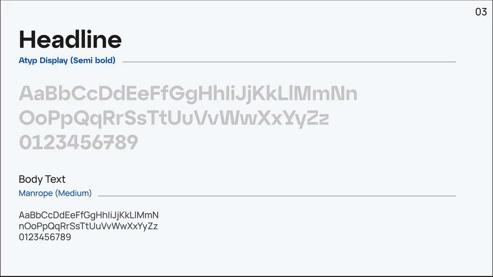 Afzaluzzaman Saju brand guideline, page 3: Typography