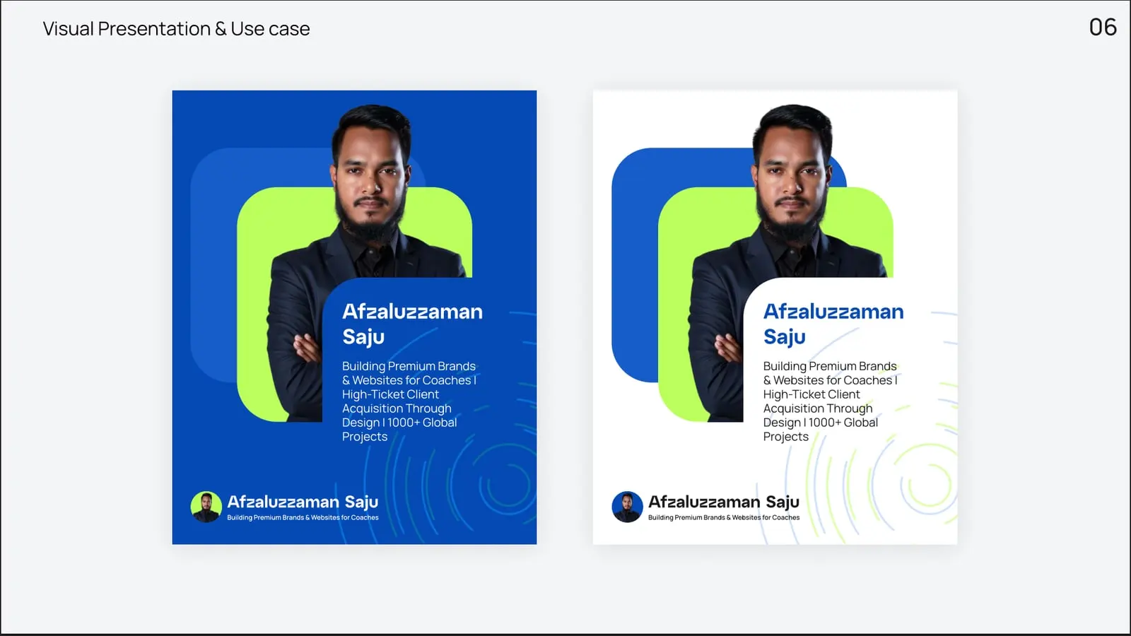 Afzaluzzaman Saju brand guideline, page 6: Visual presentation