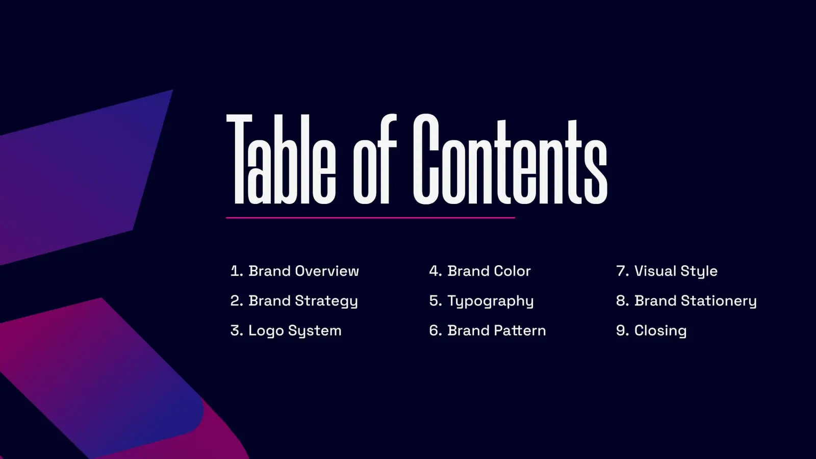 Salesy AI brand guideline, page 2: Contents