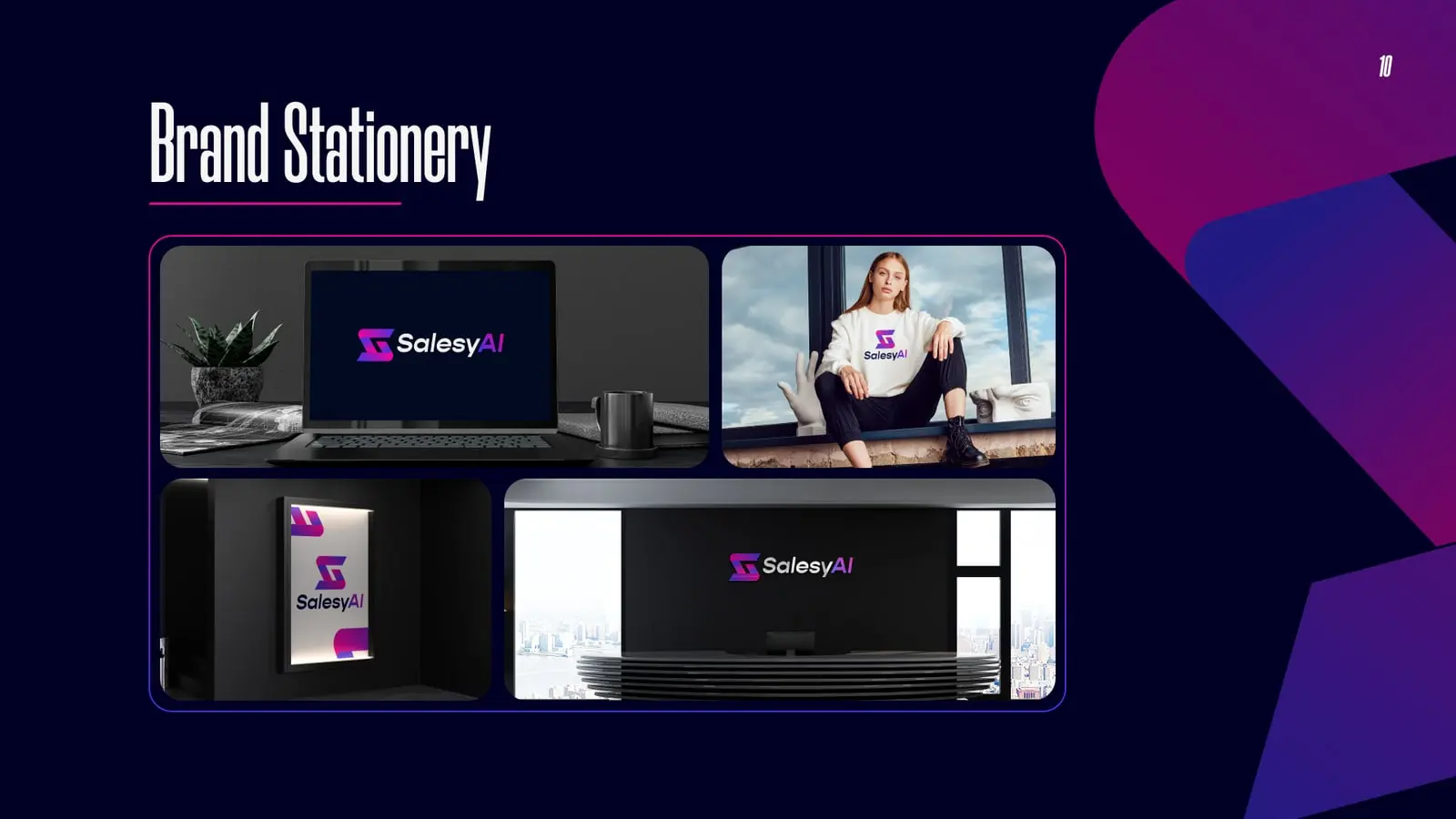 Salesy AI brand guideline, page 9: Brand stationery
