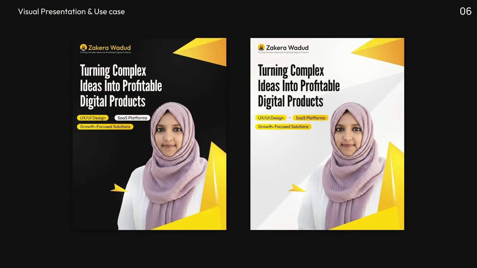 Zakera Wadud brand guideline, page 6: Visual presentation