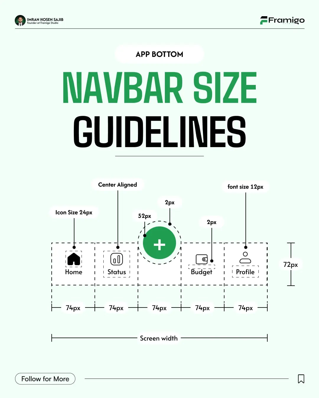 Framigo post: Navbar size guidelines