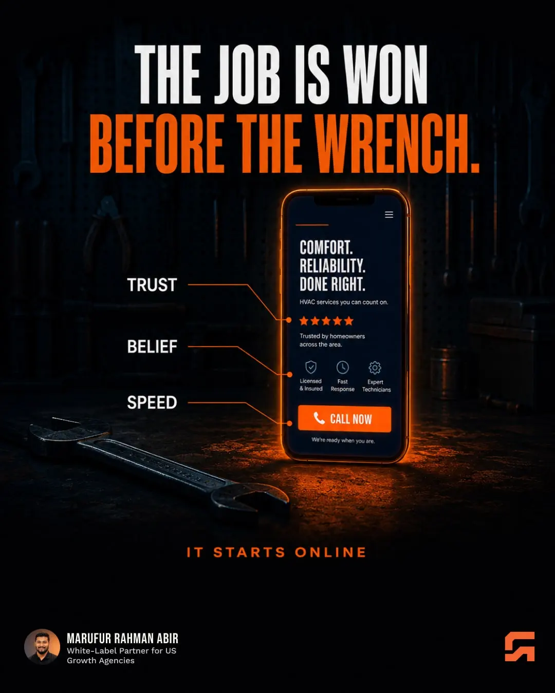 WebGuider post: The job is won before the wrench