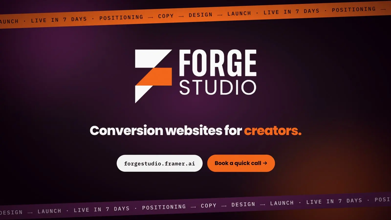Forge Studio promo: conversion websites for creators